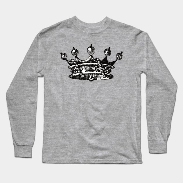 Royal Crown | Vintage Crown | Black and White | Long Sleeve T-Shirt by Eclectic At Heart